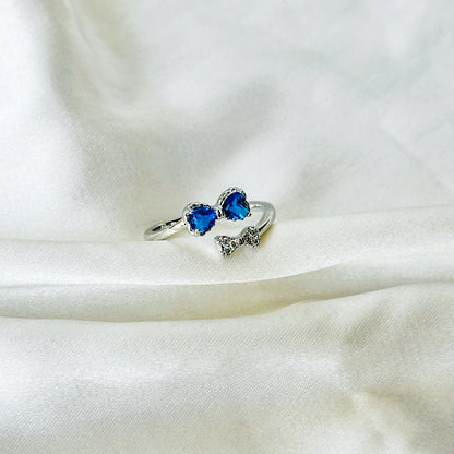 Sapphire Blue Inspired CZ Silver-Plated Adjustable Ring