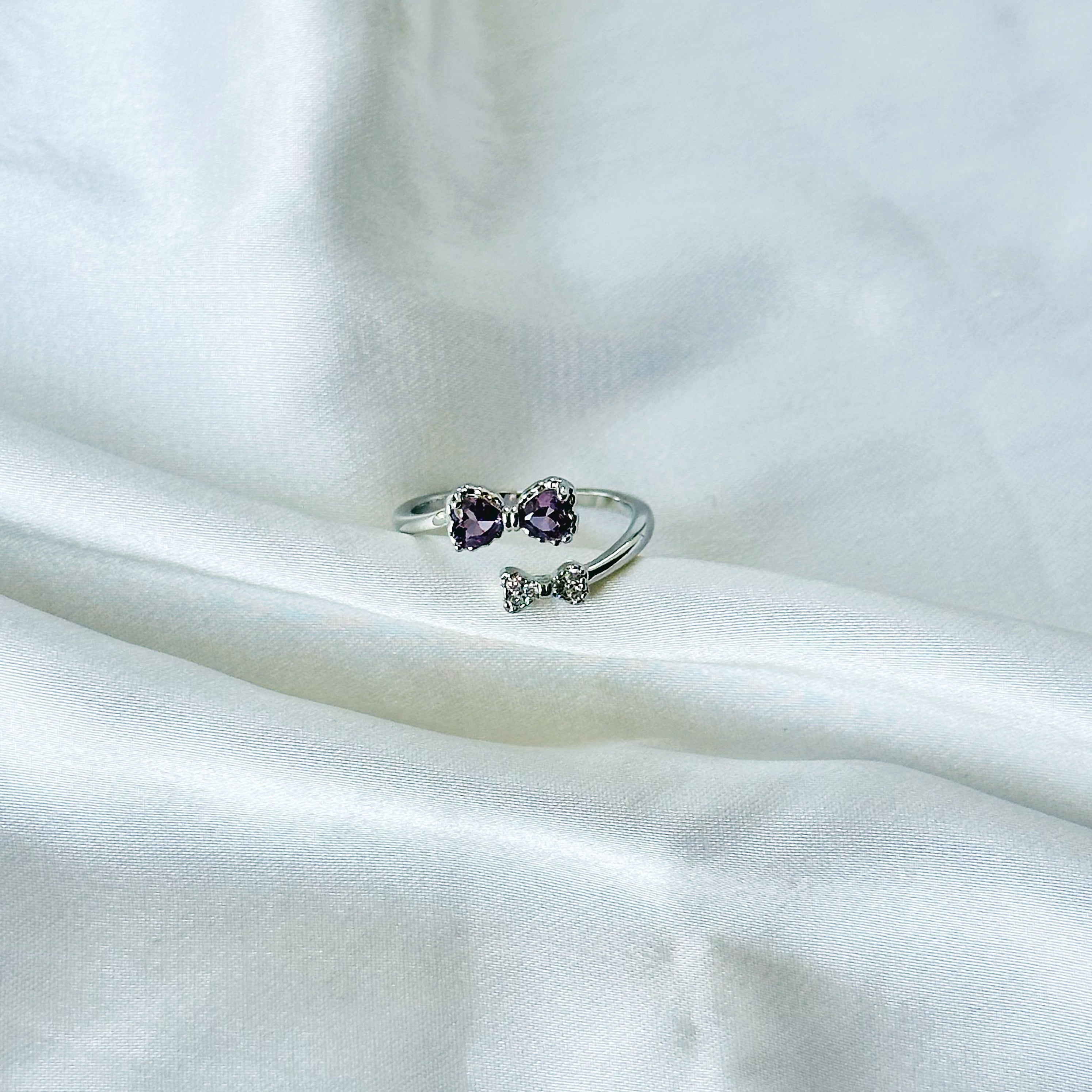 Royal Purple Inspired CZ Silver-Plated Adjustable Ring