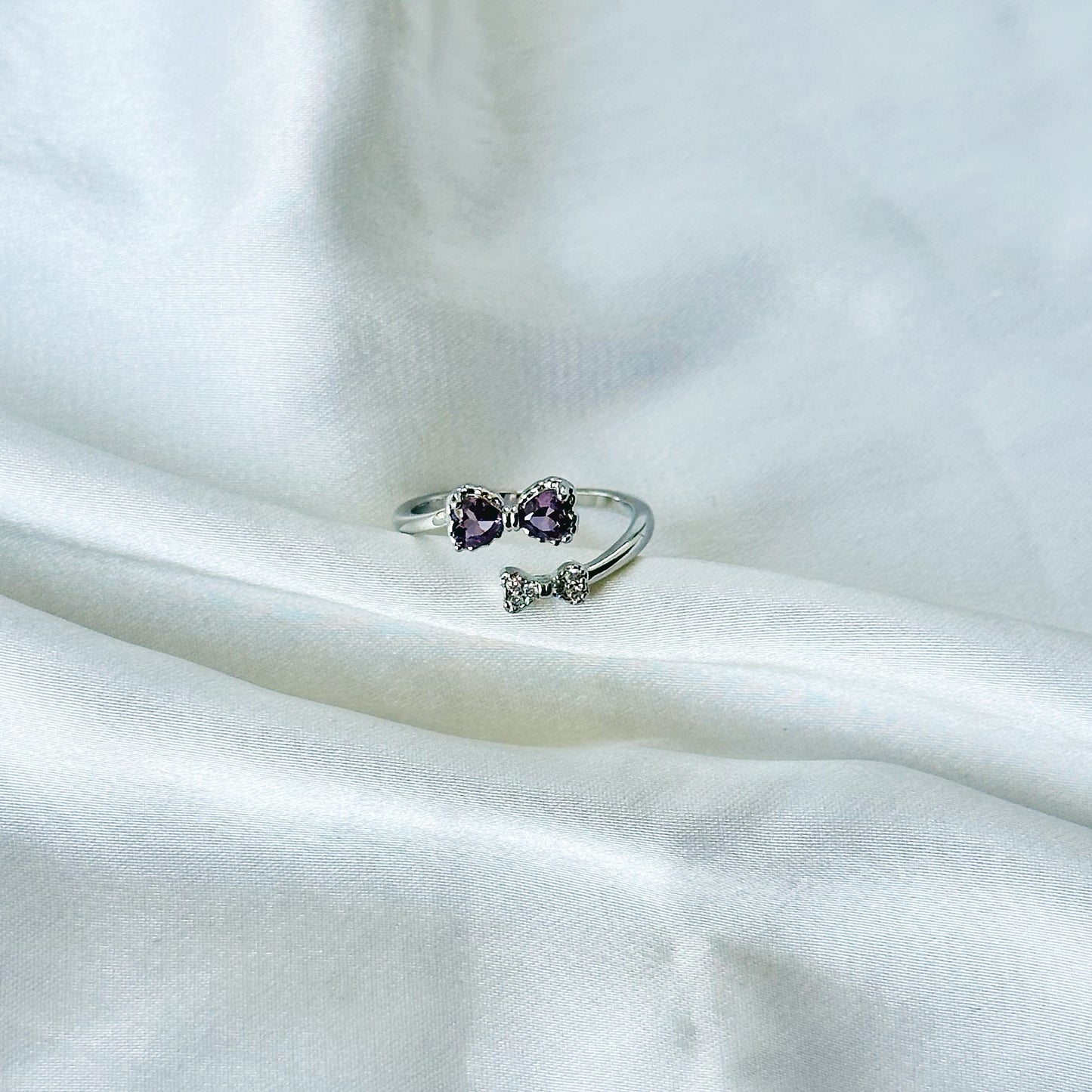 Royal Purple Inspired CZ Silver-Plated Adjustable Ring