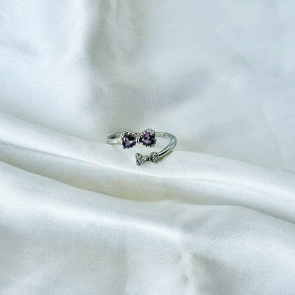 Royal Purple Inspired CZ Silver-Plated Adjustable Ring