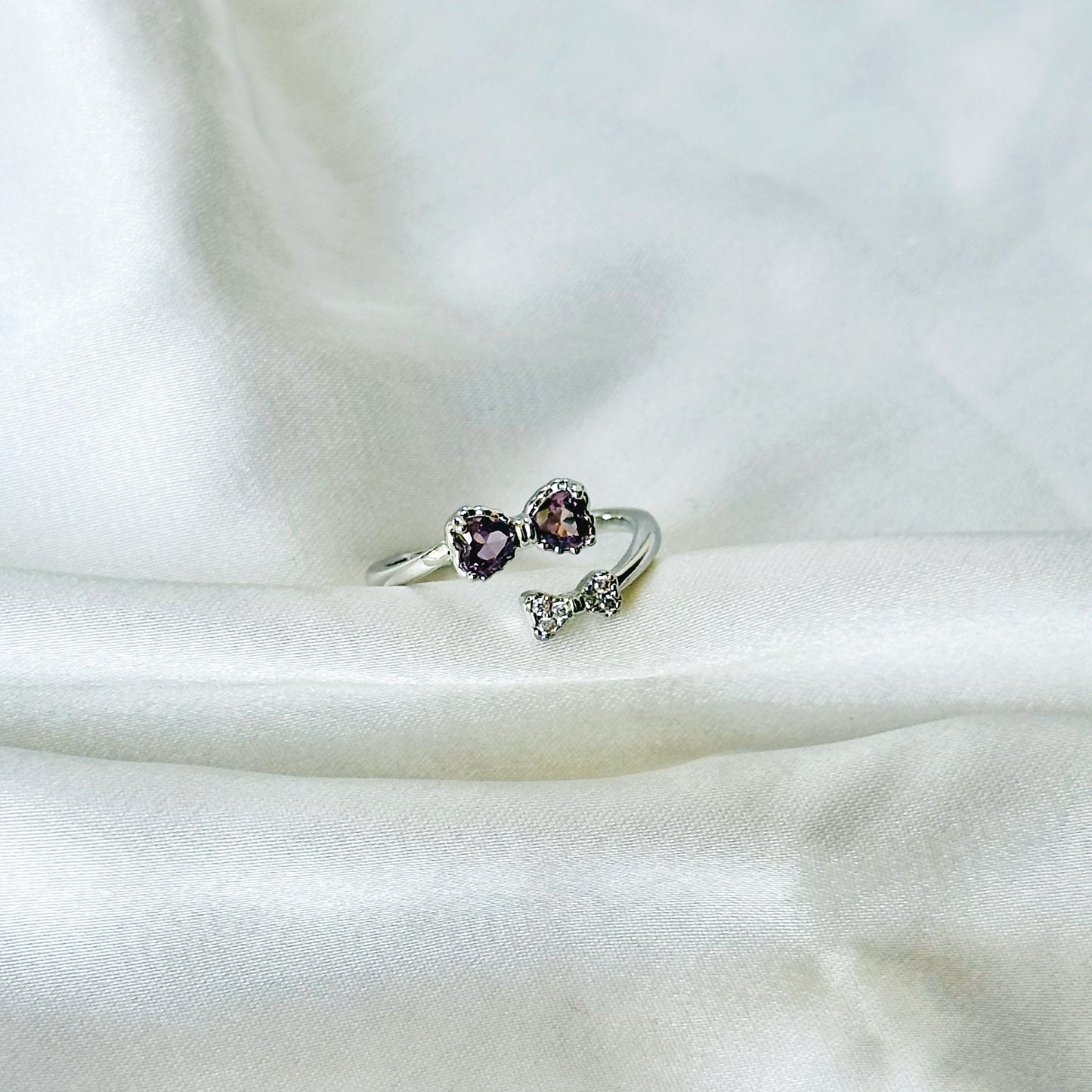 Royal Purple Inspired CZ Silver-Plated Adjustable Ring