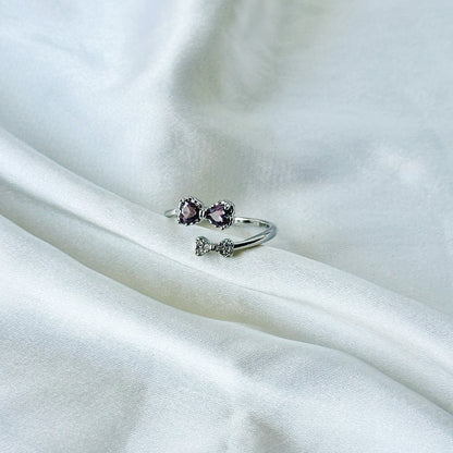 Royal Purple Inspired CZ Silver-Plated Adjustable Ring