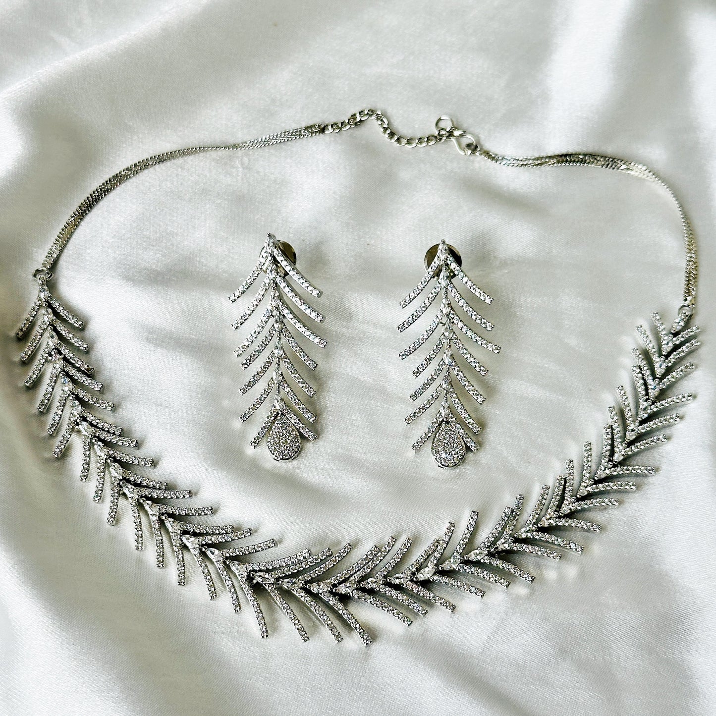 American Diamond Silver Plated Necklace Set