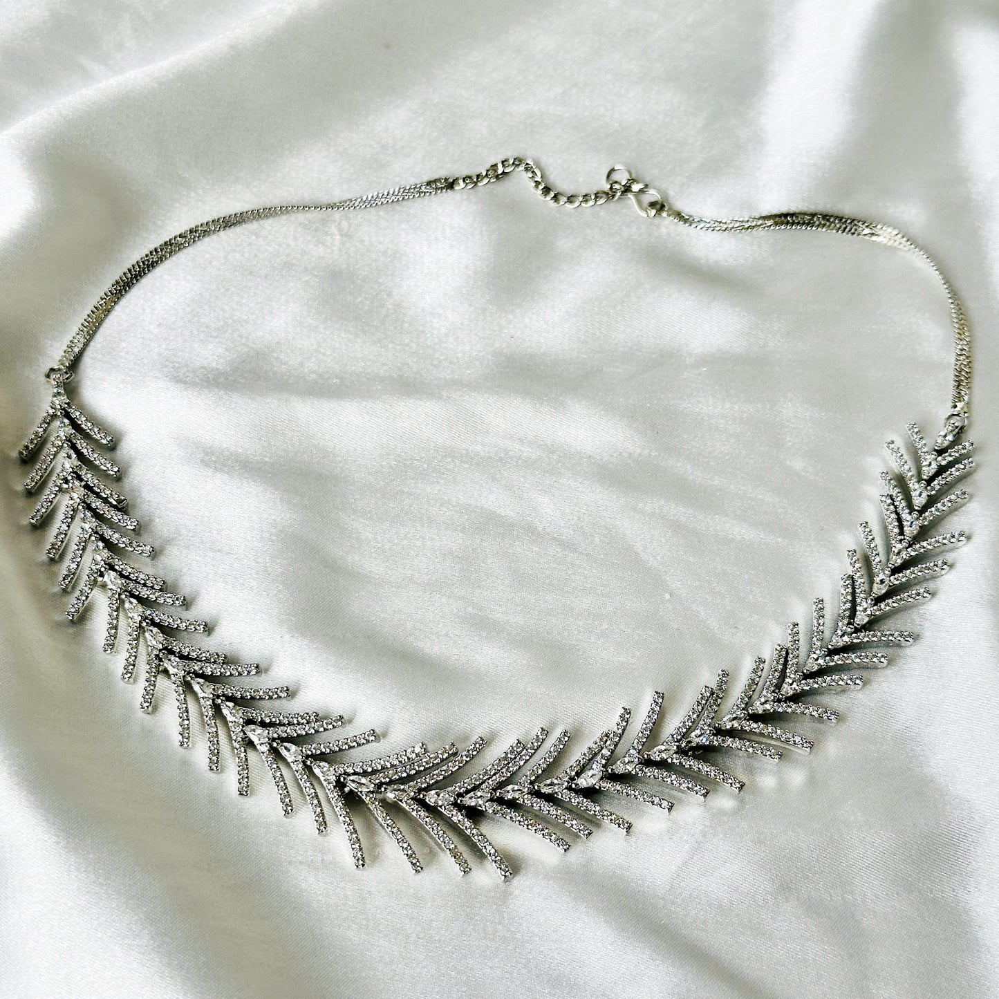 American Diamond Silver Plated Necklace Set
