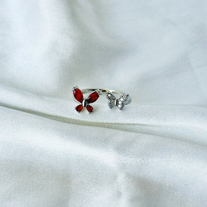 Ruby Red Inspired CZ Silver-Plated Adjustable Ring