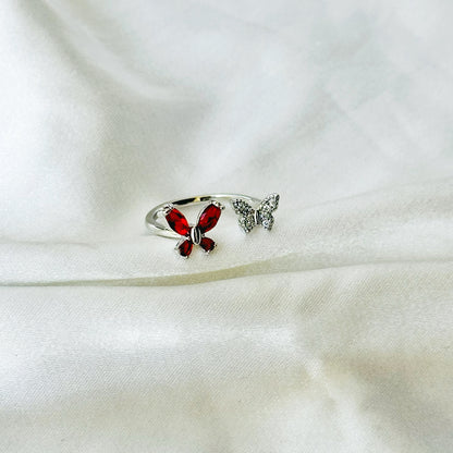 Ruby Red Inspired CZ Silver-Plated Adjustable Ring