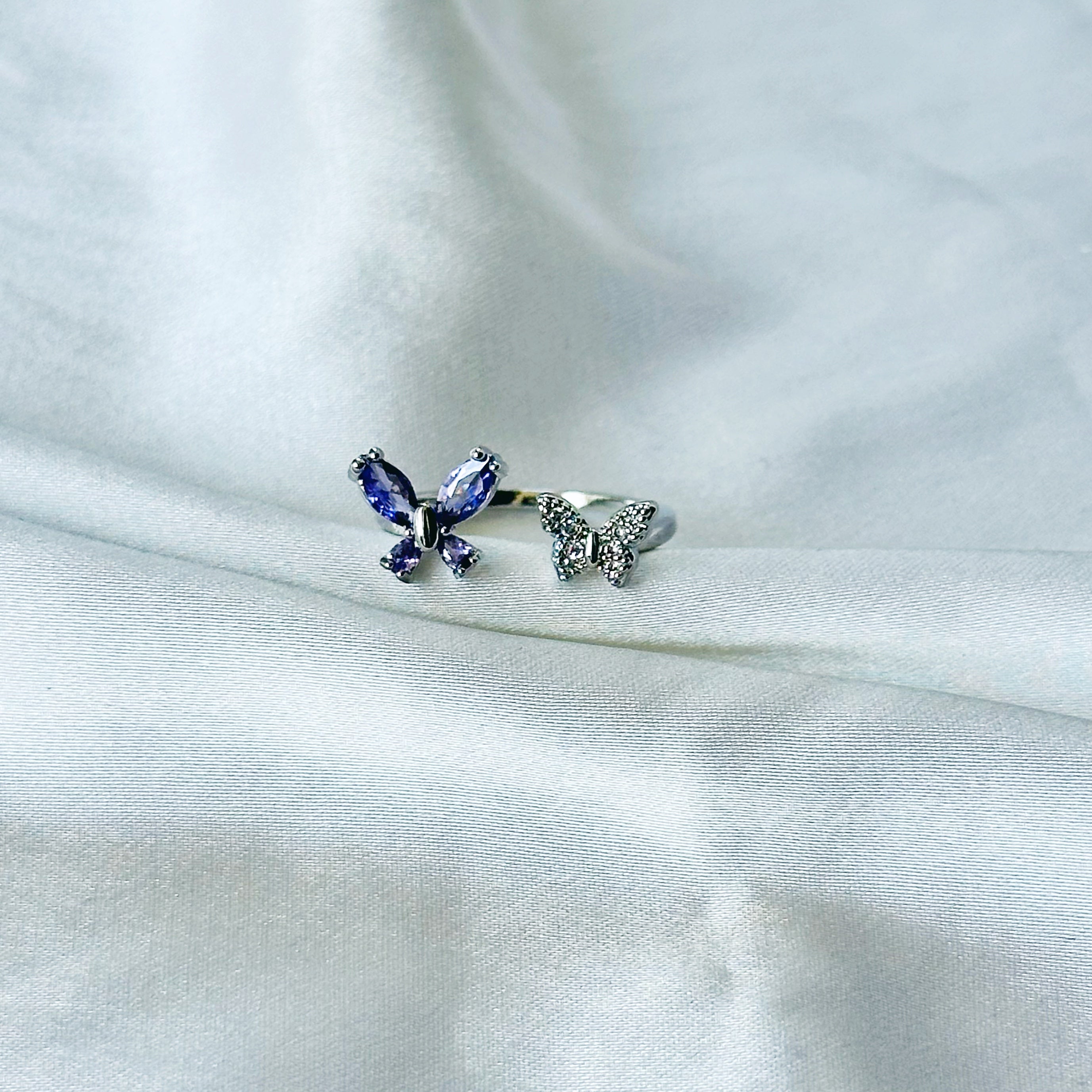 Blush Purple Inspired CZ Silver-Plated Adjustable Ring