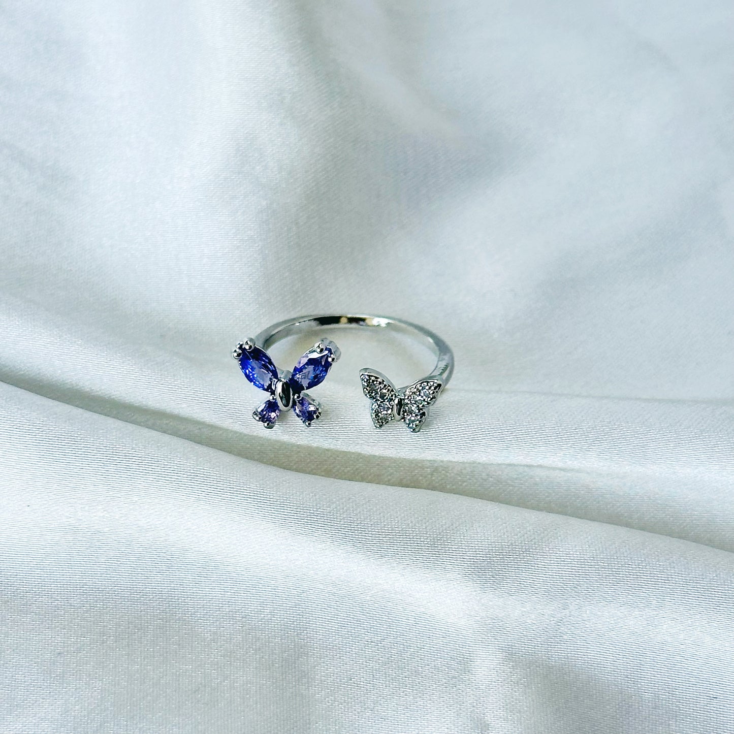 Blush Purple Inspired CZ Silver-Plated Adjustable Ring