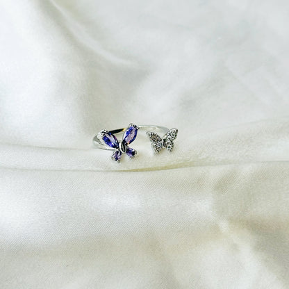 Blush Purple Inspired CZ Silver-Plated Adjustable Ring