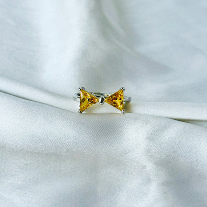 Golden Yellow Inspired CZ Silver-Plated Adjustable Ring