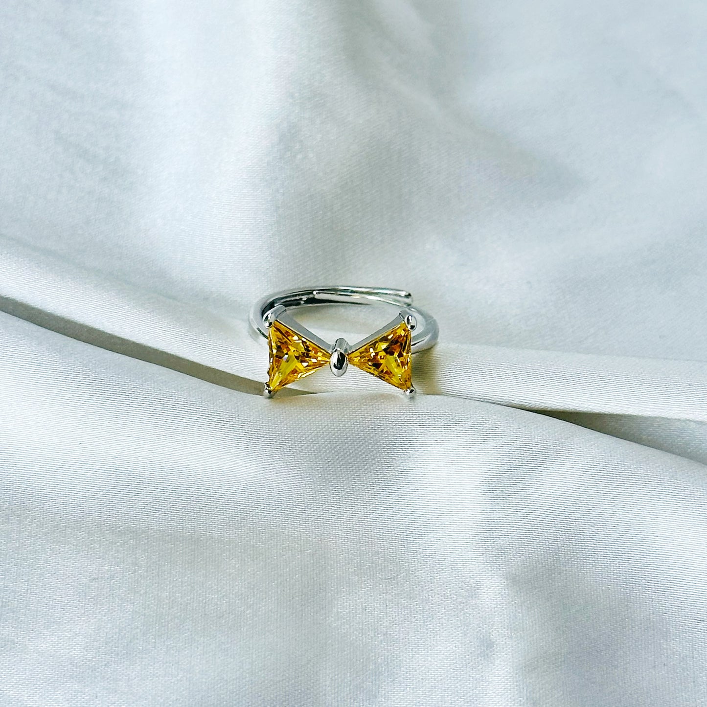 Golden Yellow Inspired CZ Silver-Plated Adjustable Ring