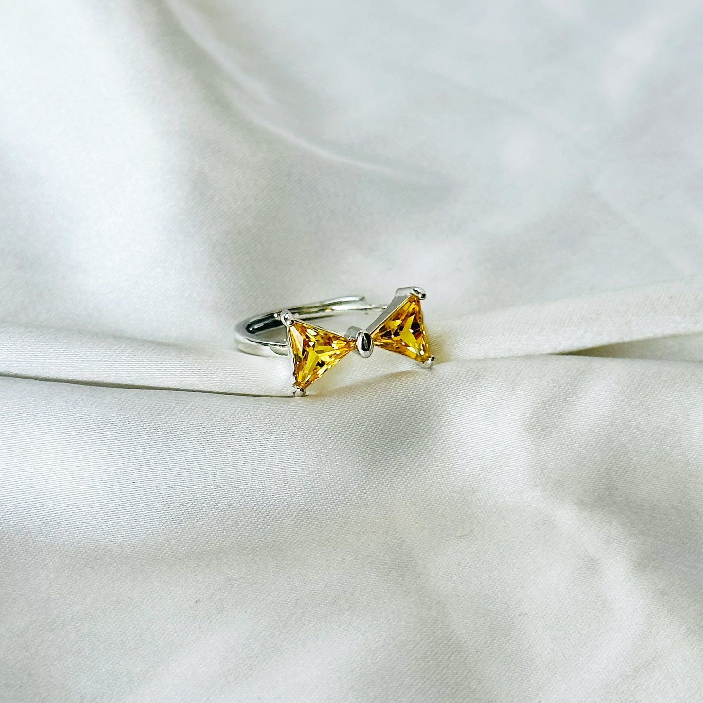 Golden Yellow Inspired CZ Silver-Plated Adjustable Ring