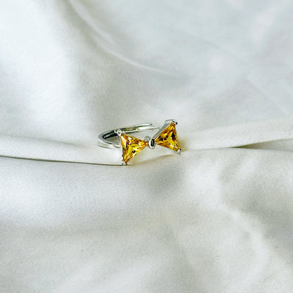 Golden Yellow Inspired CZ Silver-Plated Adjustable Ring