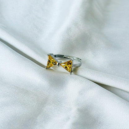 Golden Yellow Inspired CZ Silver-Plated Adjustable Ring