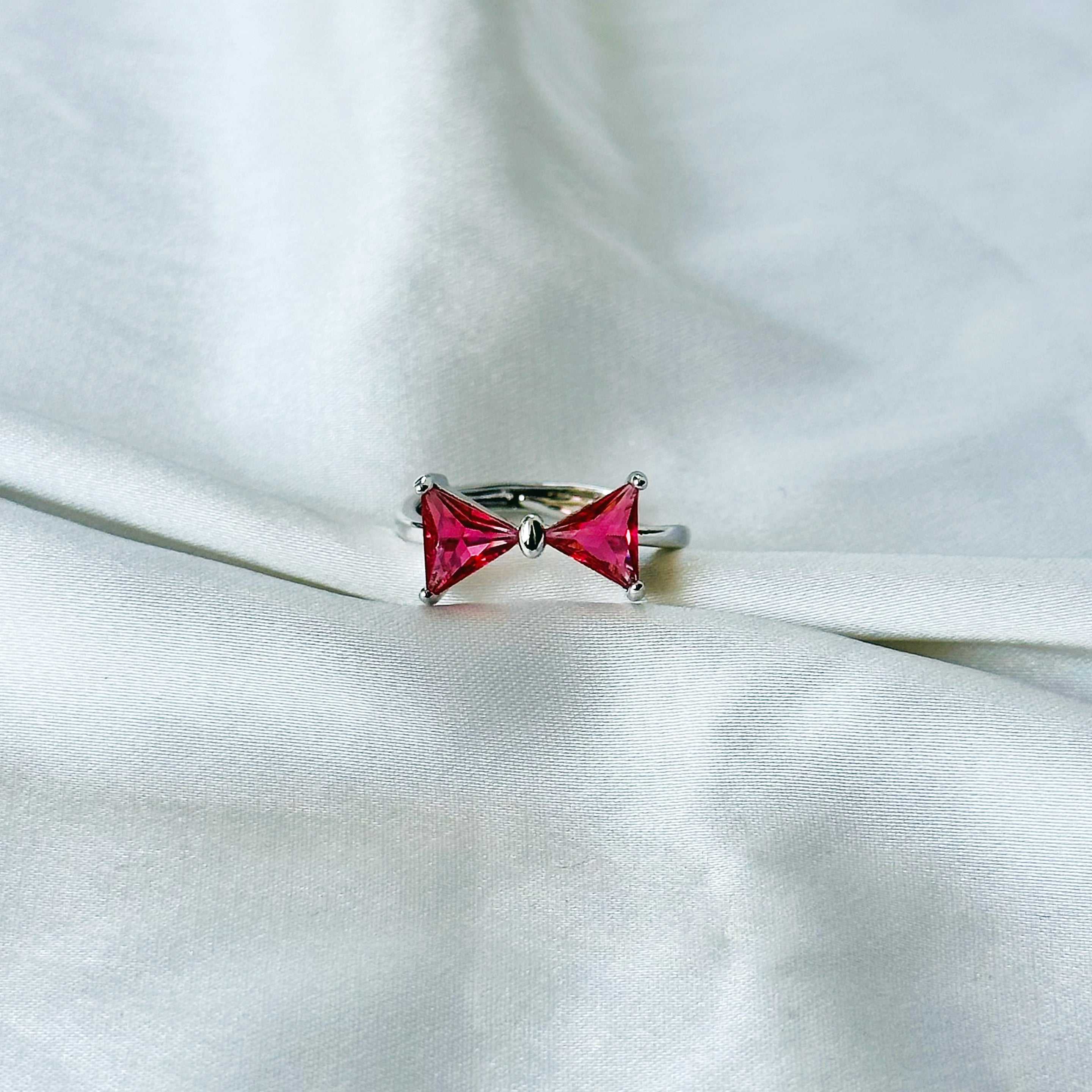 Ruby Red Inspired CZ Silver-Plated Adjustable Ring