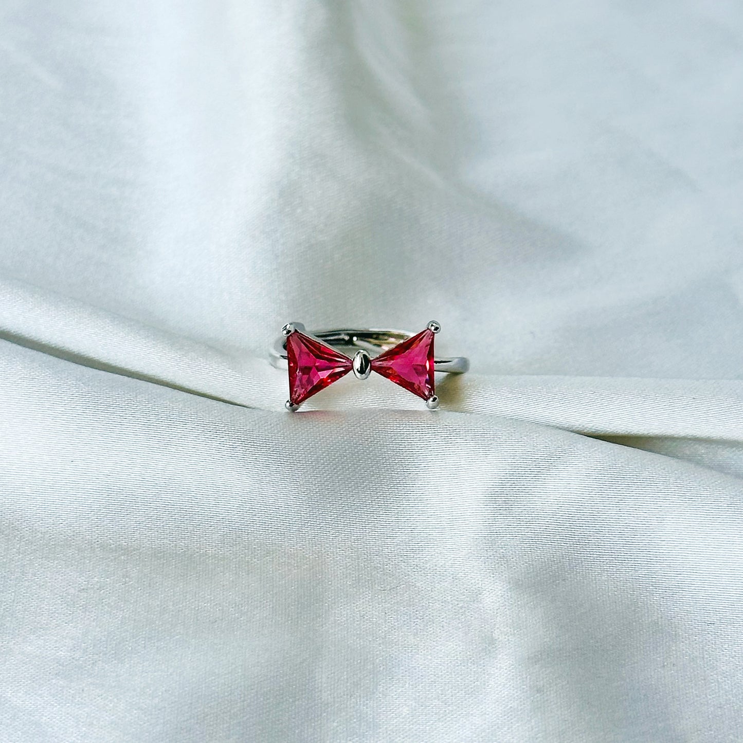 Ruby Red Inspired CZ Silver-Plated Adjustable Ring