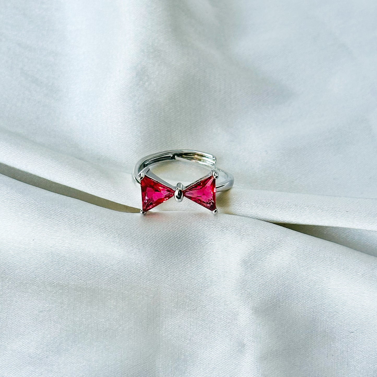 Ruby Red Inspired CZ Silver-Plated Adjustable Ring