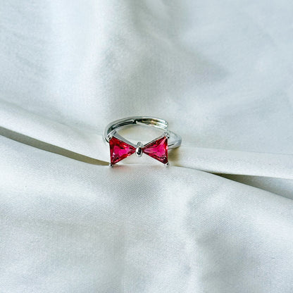 Ruby Red Inspired CZ Silver-Plated Adjustable Ring