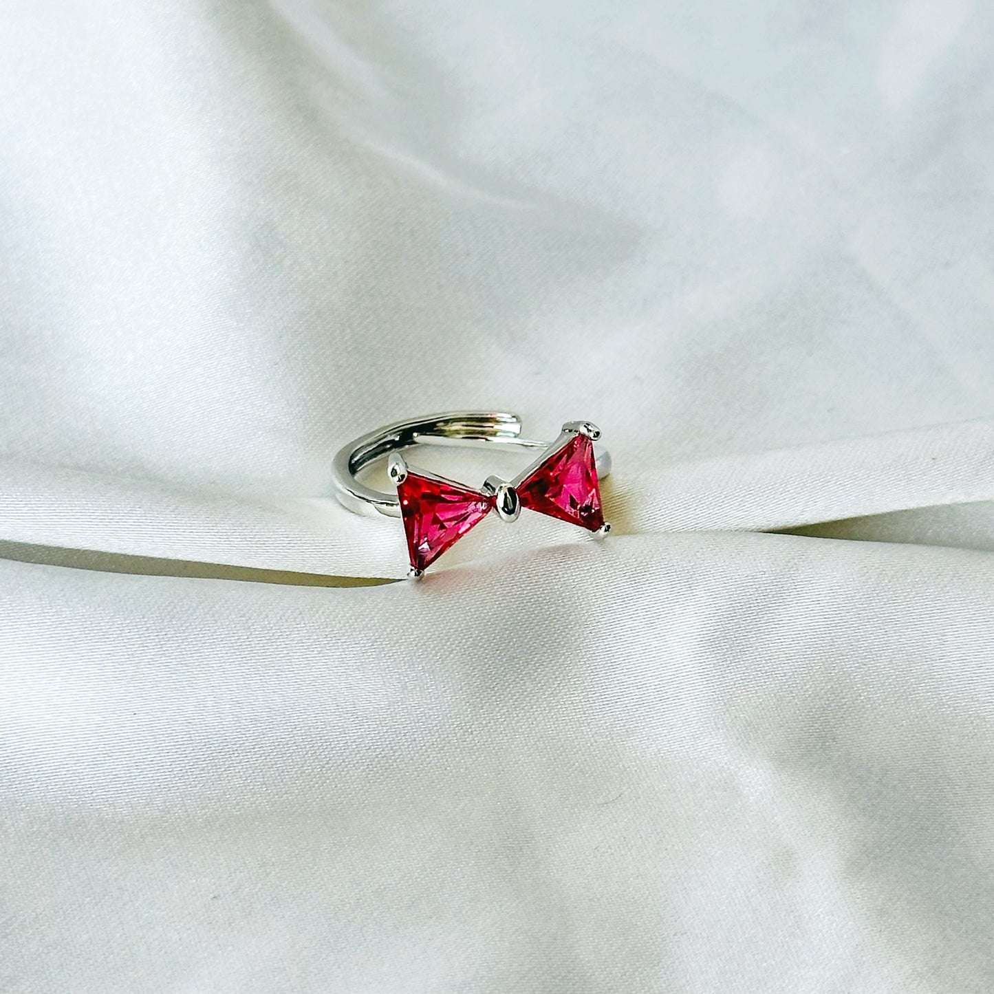 Ruby Red Inspired CZ Silver-Plated Adjustable Ring