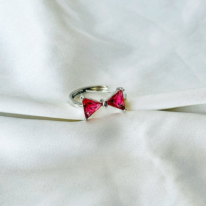 Ruby Red Inspired CZ Silver-Plated Adjustable Ring