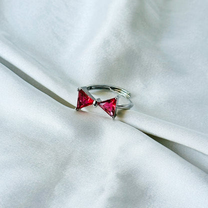 Ruby Red Inspired CZ Silver-Plated Adjustable Ring