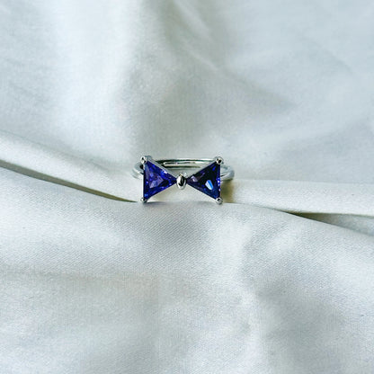 Royal Purple Inspired CZ Silver-Plated Adjustable Ring