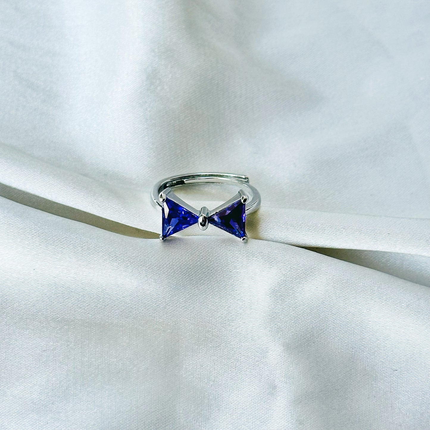 Royal Purple Inspired CZ Silver-Plated Adjustable Ring
