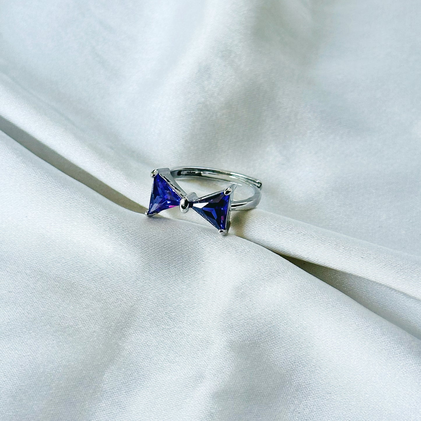 Royal Purple Inspired CZ Silver-Plated Adjustable Ring