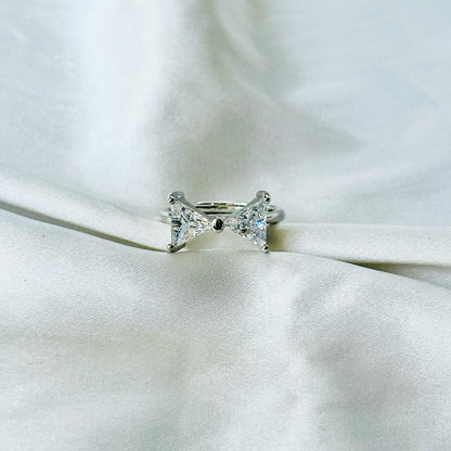 Solitaire Inspired CZ Silver-Plated Adjustable Ring