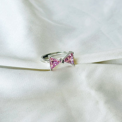 Blush Pink Inspired CZ Silver-Plated Adjustable Ring