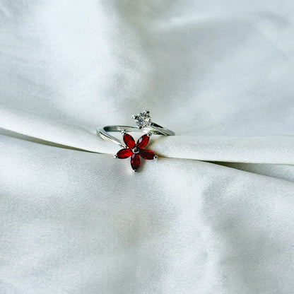 Ruby Red Inspired CZ Silver-Plated Adjustable Ring