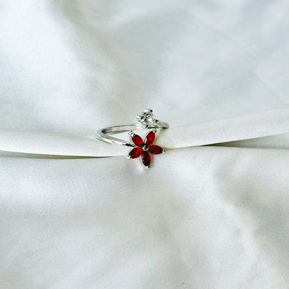 Ruby Red Inspired CZ Silver-Plated Adjustable Ring