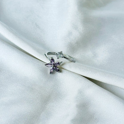 Royal Purple Inspired CZ Silver-Plated Adjustable Ring