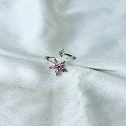 Blush Pink Inspired CZ Silver-Plated Adjustable Ring