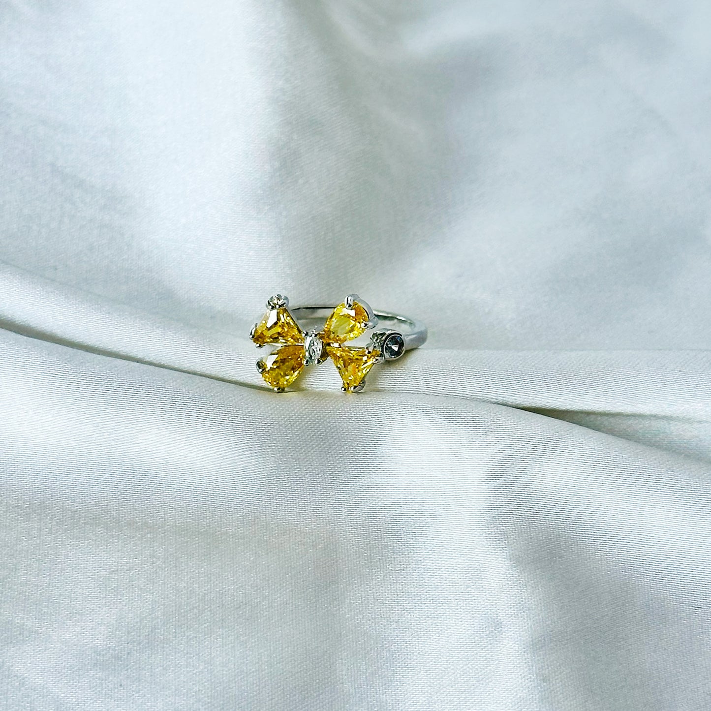 Golden Yellow Inspired CZ Silver-Plated Adjustable Ring