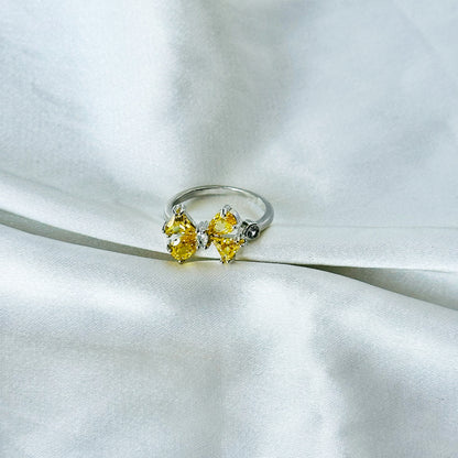 Golden Yellow Inspired CZ Silver-Plated Adjustable Ring
