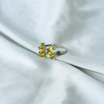 Golden Yellow Inspired CZ Silver-Plated Adjustable Ring