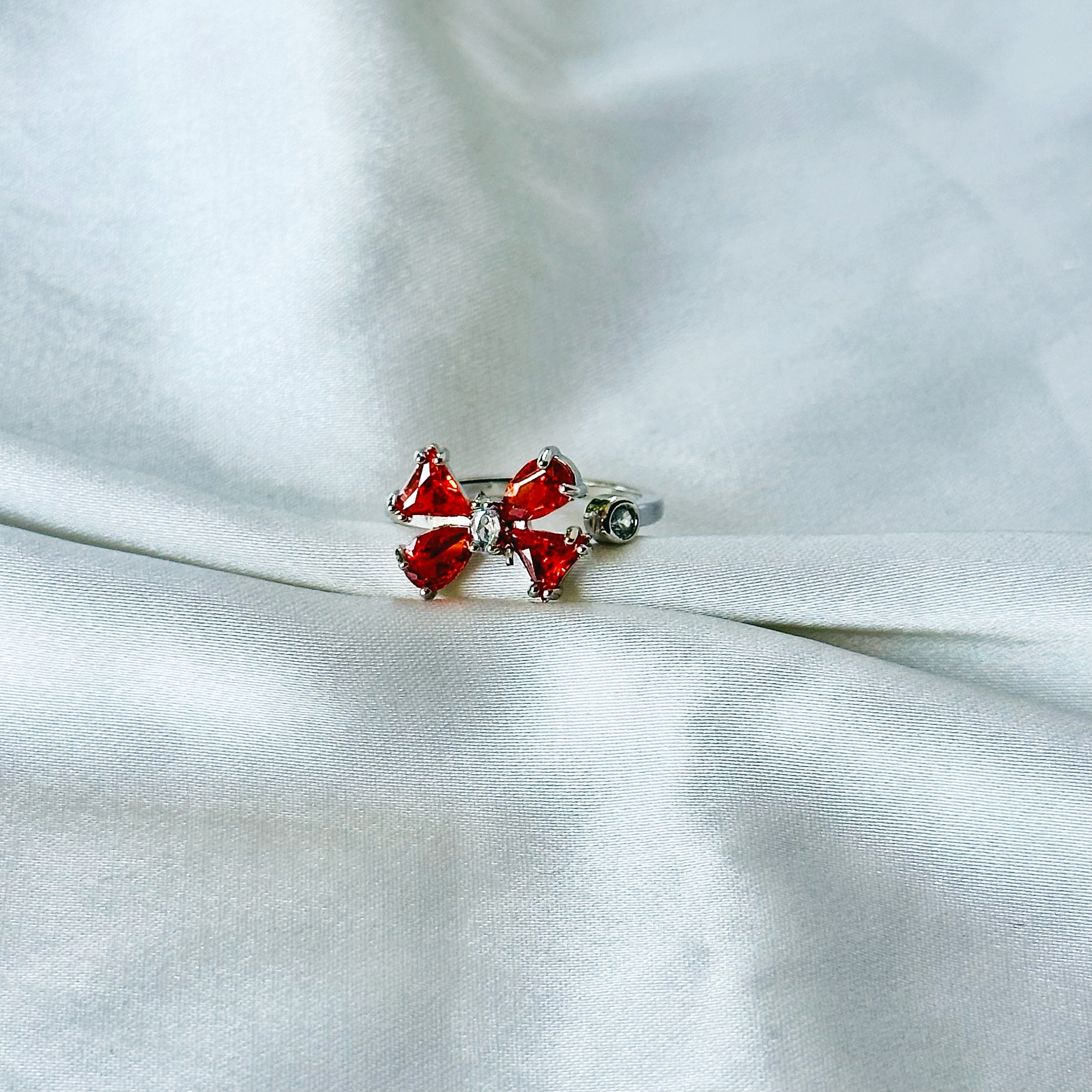 Spinel Orange Inspired CZ Silver-Plated Adjustable Ring