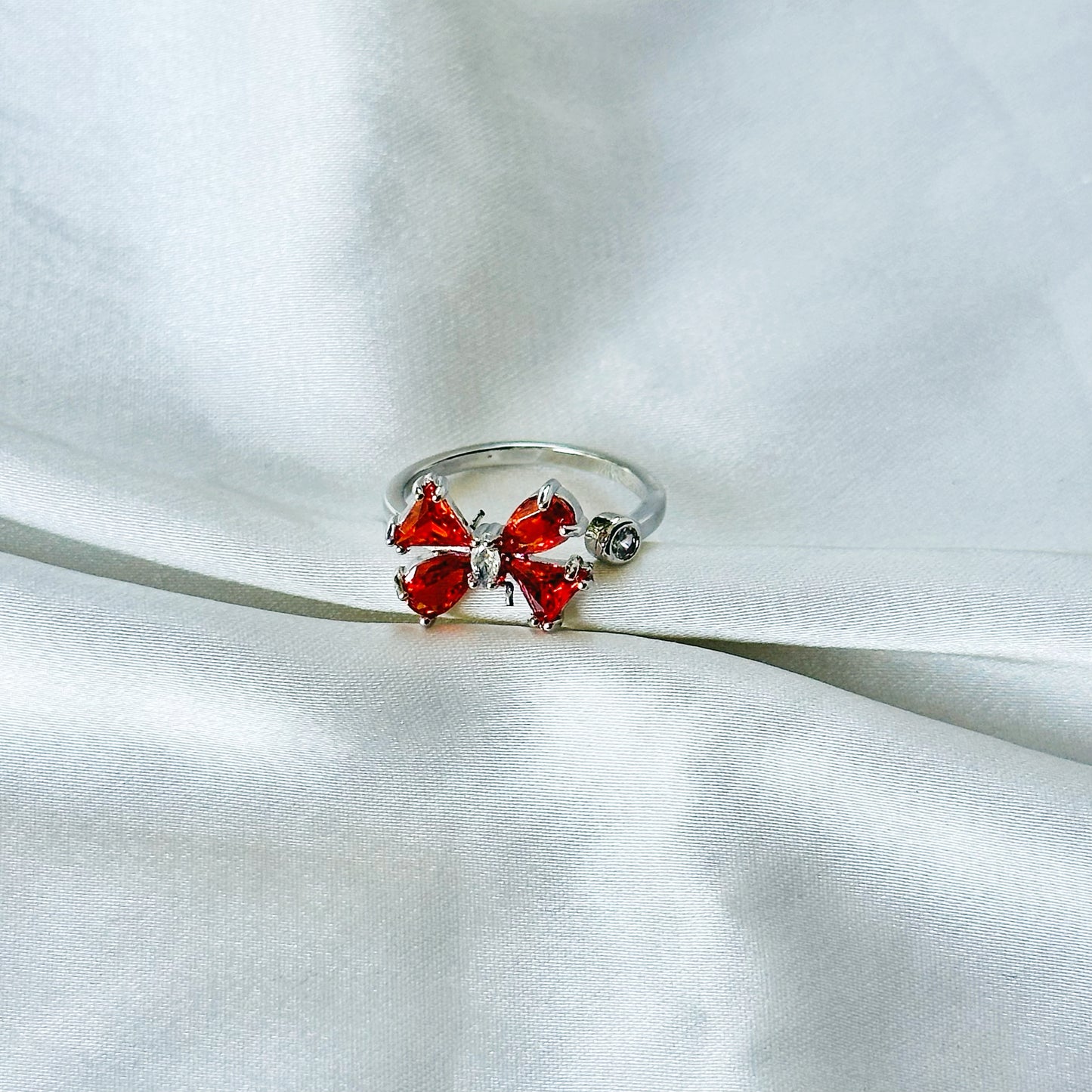 Spinel Orange Inspired CZ Silver-Plated Adjustable Ring