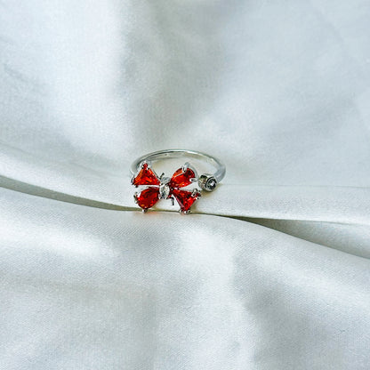 Spinel Orange Inspired CZ Silver-Plated Adjustable Ring