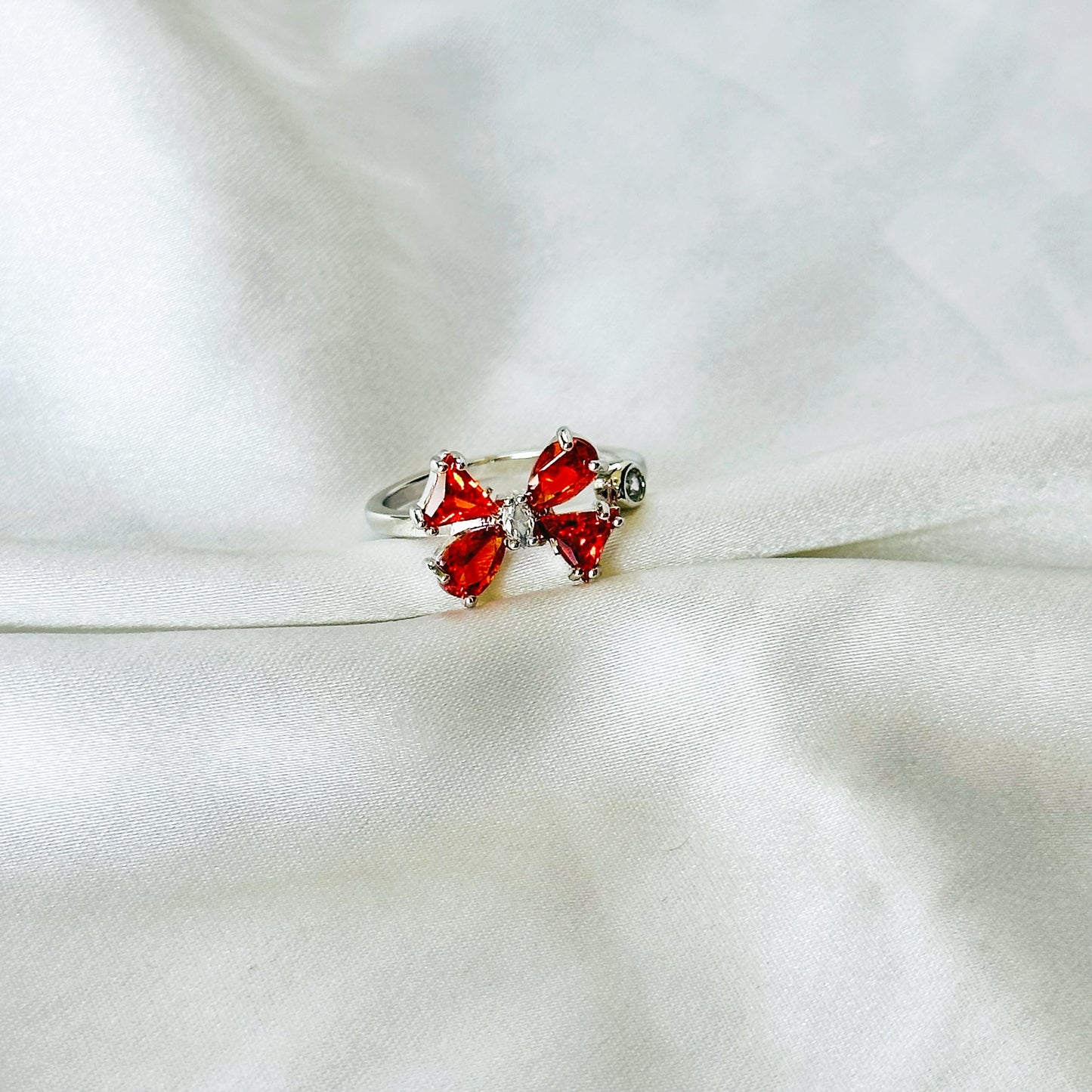 Spinel Orange Inspired CZ Silver-Plated Adjustable Ring