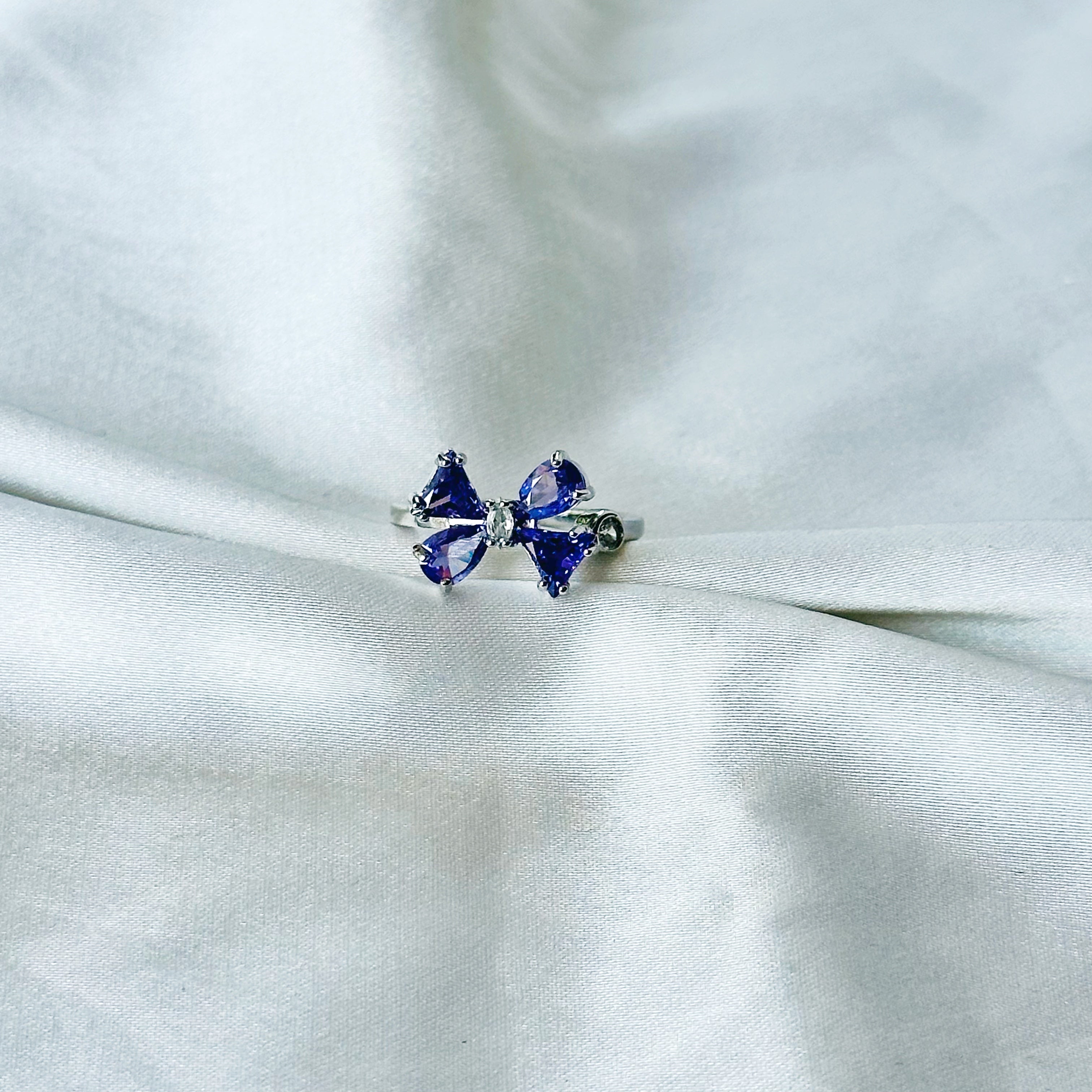 Blush Purple Inspired CZ Silver-Plated Adjustable Ring