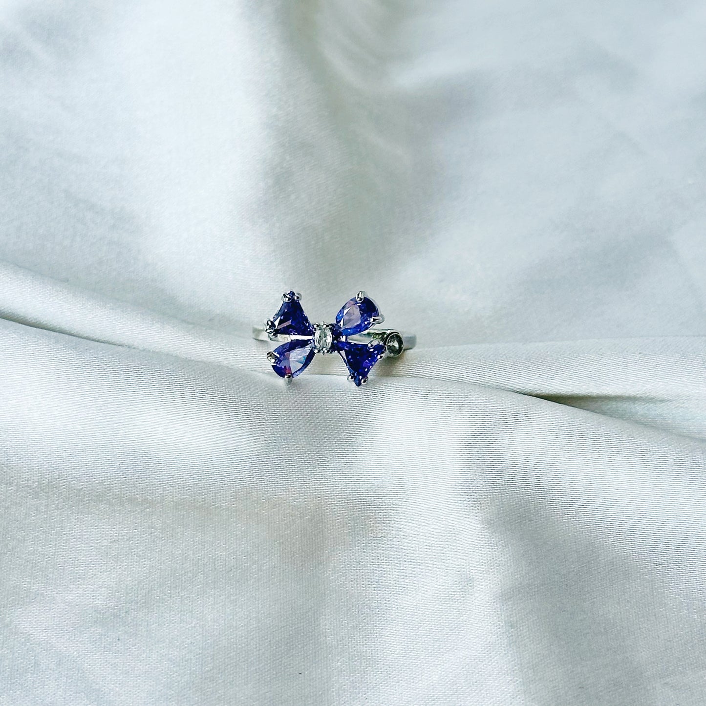 Blush Purple Inspired CZ Silver-Plated Adjustable Ring