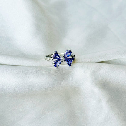 Blush Purple Inspired CZ Silver-Plated Adjustable Ring