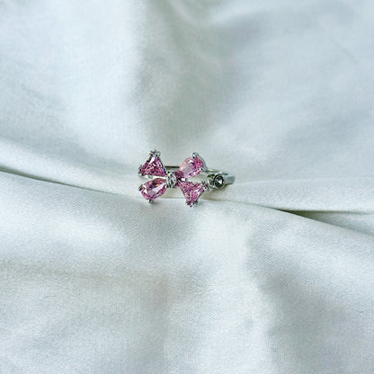 Blush Pink Inspired CZ Silver-Plated Adjustable Ring