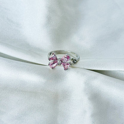 Blush Pink Inspired CZ Silver-Plated Adjustable Ring