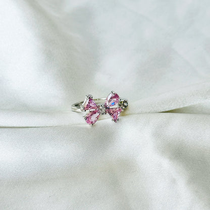 Blush Pink Inspired CZ Silver-Plated Adjustable Ring