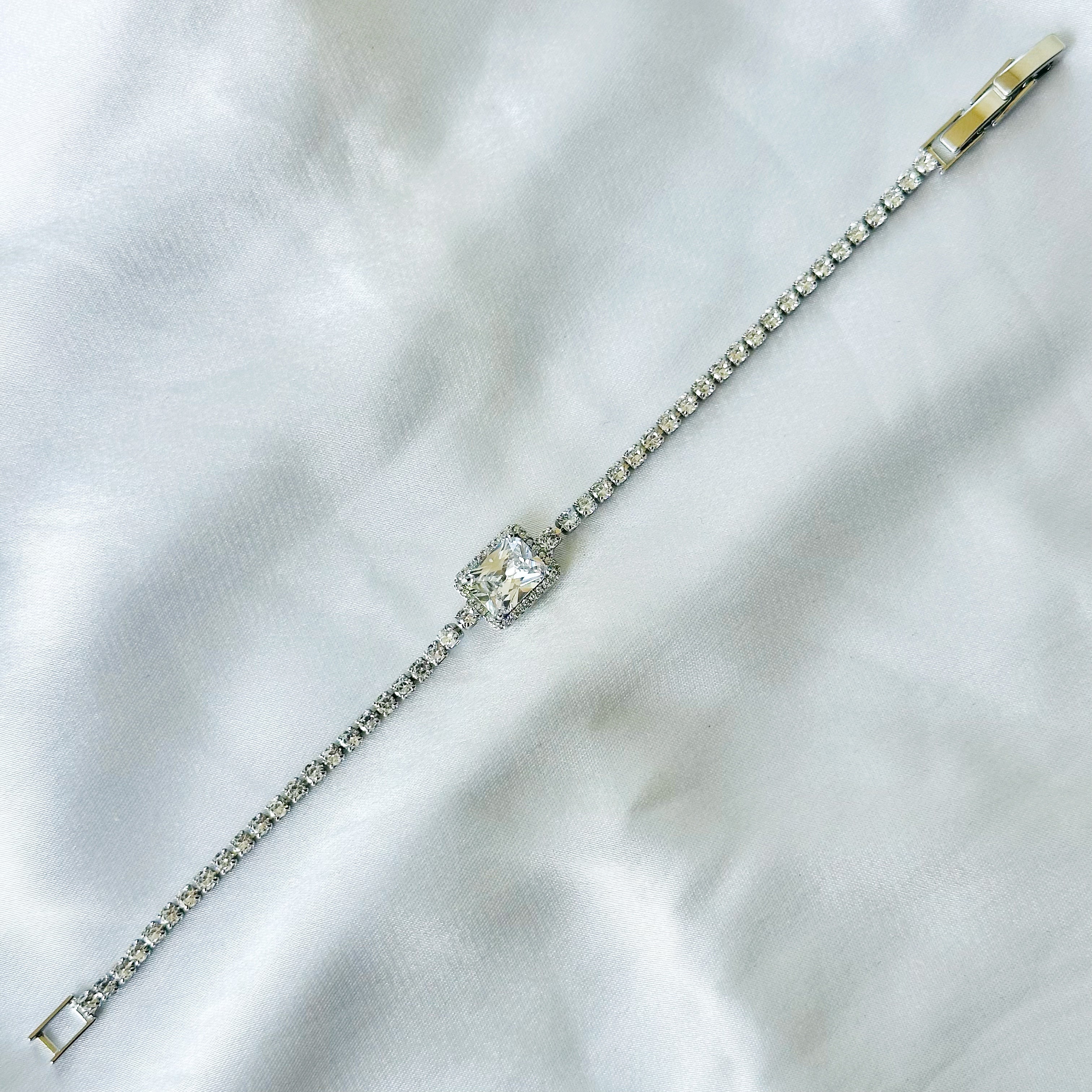 Solitaire Inspired CZ Silver-Plated Bracelet