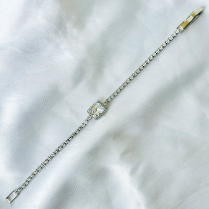 Solitaire Inspired CZ Silver-Plated Bracelet