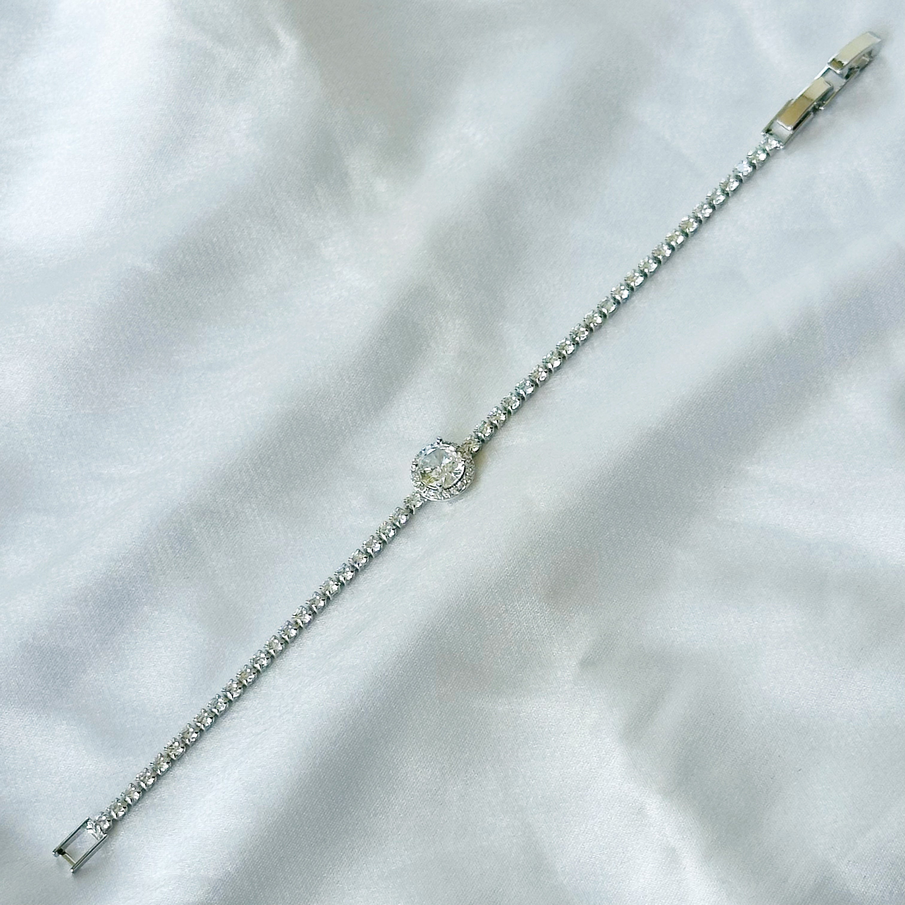 Solitaire Inspired CZ Silver-Plated Bracelet